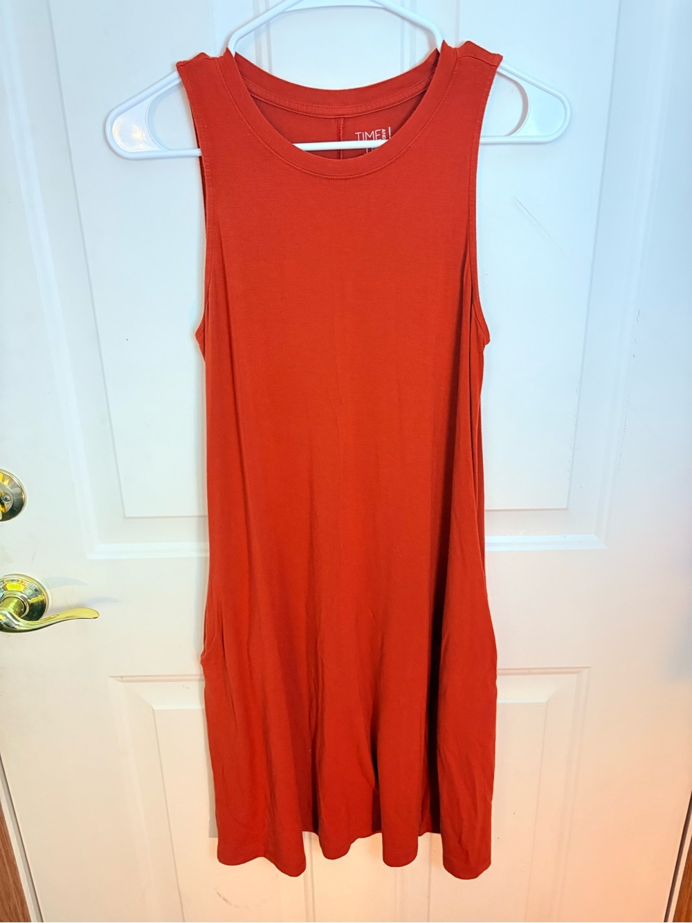 Time and Tru Orange Sleeveless Swing Dress